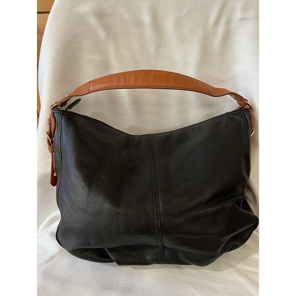 RALPH LAUREN BLACK LEATHER HOBO COLLECTION VINTAGE SHOULDER BAG - Picture 2 of 12